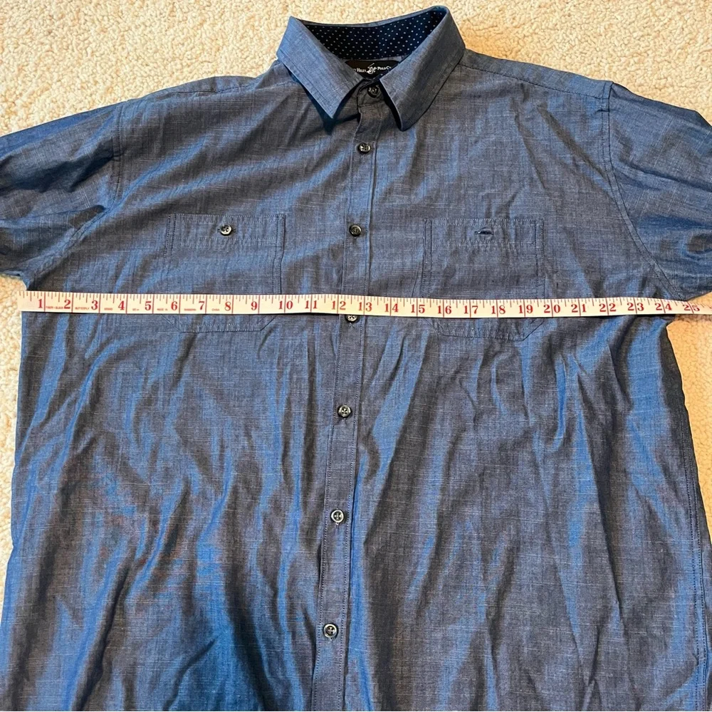 ⭐️3 for 30 Dark Blue‎ Beverly Hills Polo Club Chambray Soft ButtonUp Shirt Sz XL